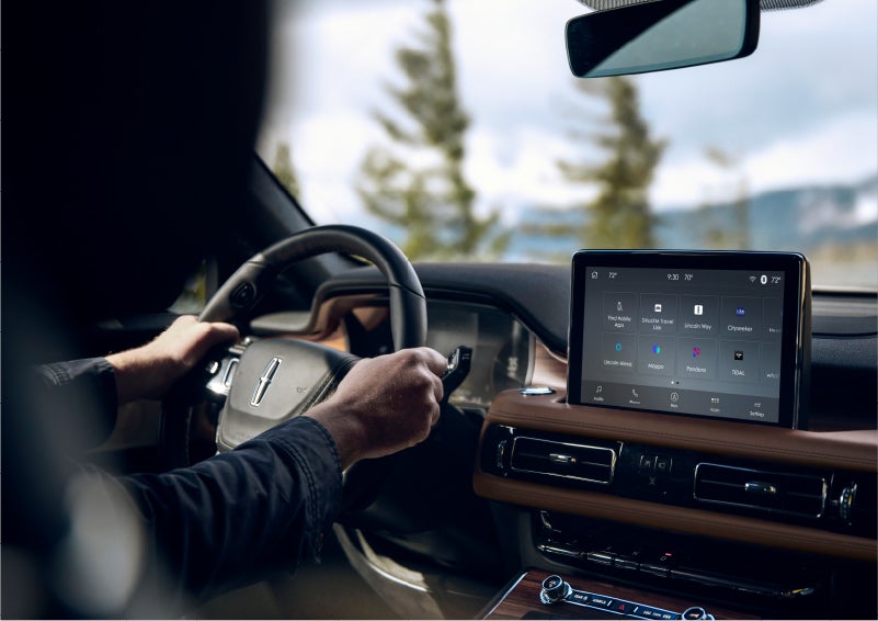 The Lincoln+Alexa app screen is displayed in the center screen of a 2023 Lincoln Aviator® Grand Touring SUV | Ted Russell Lincoln in Knoxville TN